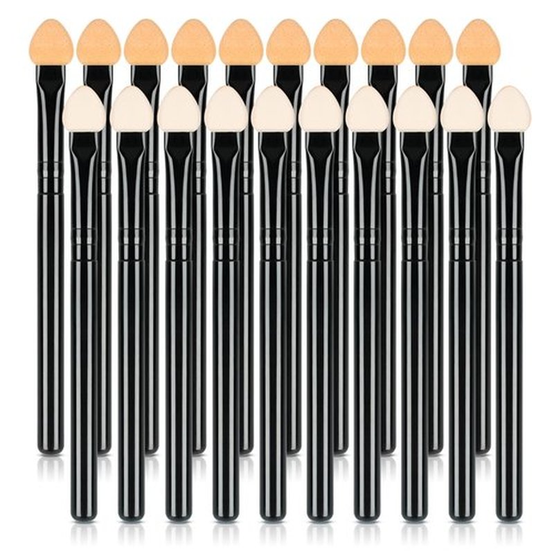 UorPoto Foam Eyeshadow Applicators Double Sided Sponge Tip Reusable，20Pcs Professional Organic Long Handle Washable Makeup Eye Shadow Brush Set