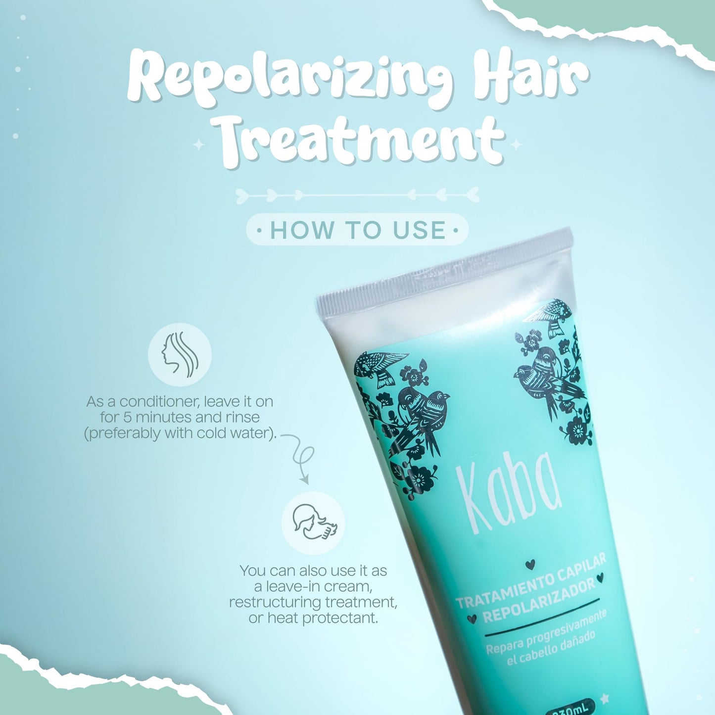 Kaba Hair Treatment Mask for Dry Damaged Hair, Made With Natural Extracts, Promotes Growth, Deep Conditioning, Restores Vitality & Frizz Control, 7.8 Oz