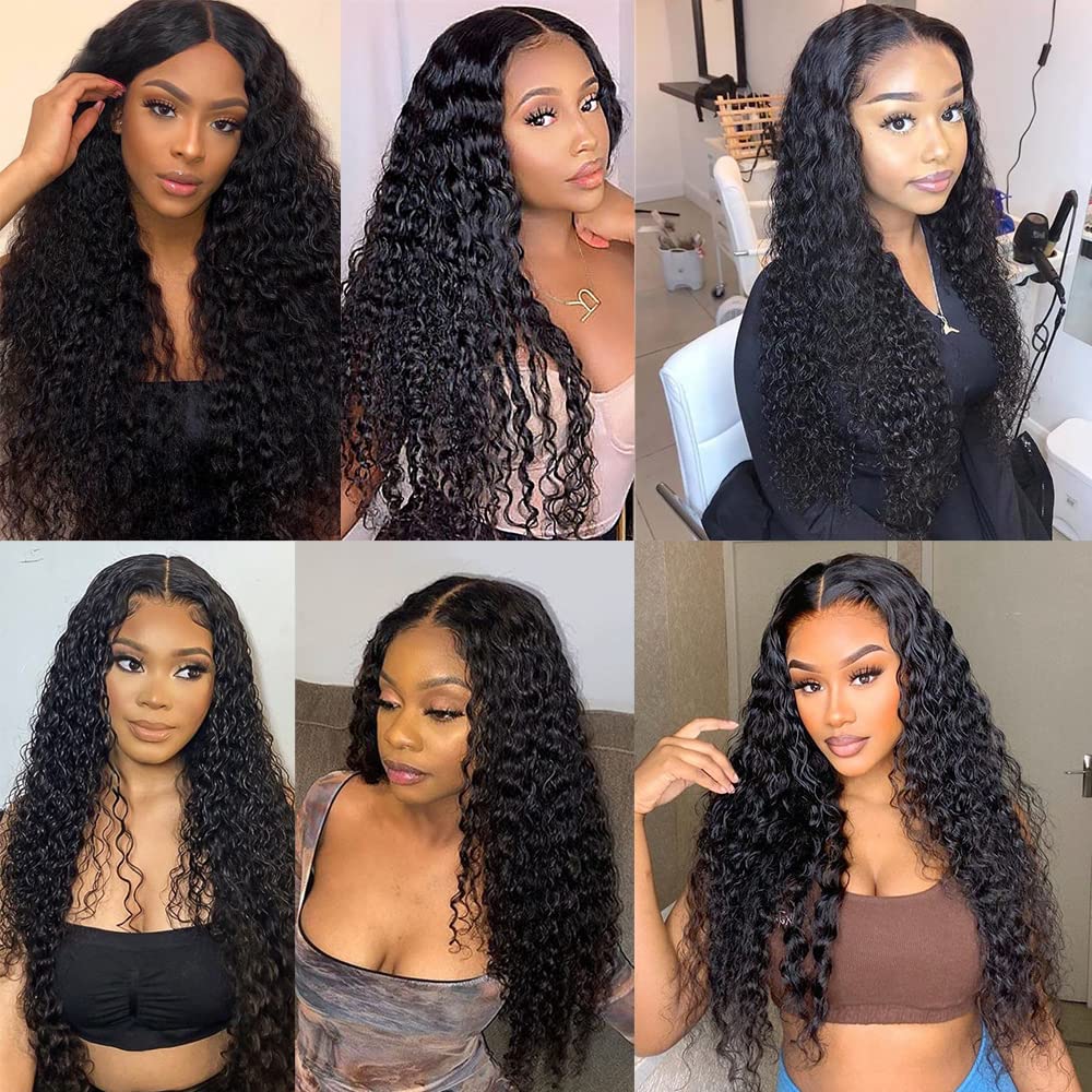 Deep Wave Human Hair Bundle Natural Black Color 8A Grade Brazilian Remy Human Hair Bundles Hair Weaves Double Weft Hair Bundles For Women 30 Inch