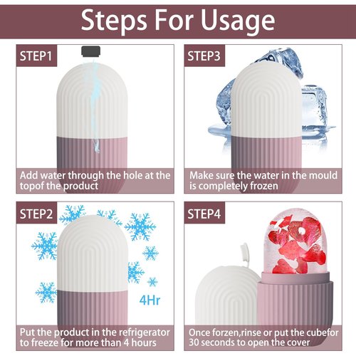 XHJRI Ice Face Roller Massager,Ice Cube Roller for Face, Eyes and Neck Naturally Conditioning and Skin Care,De-Puff Eye Bags,Reduce Migraine Pain,Reusable Massage Silicone Ice Mold (Brown)