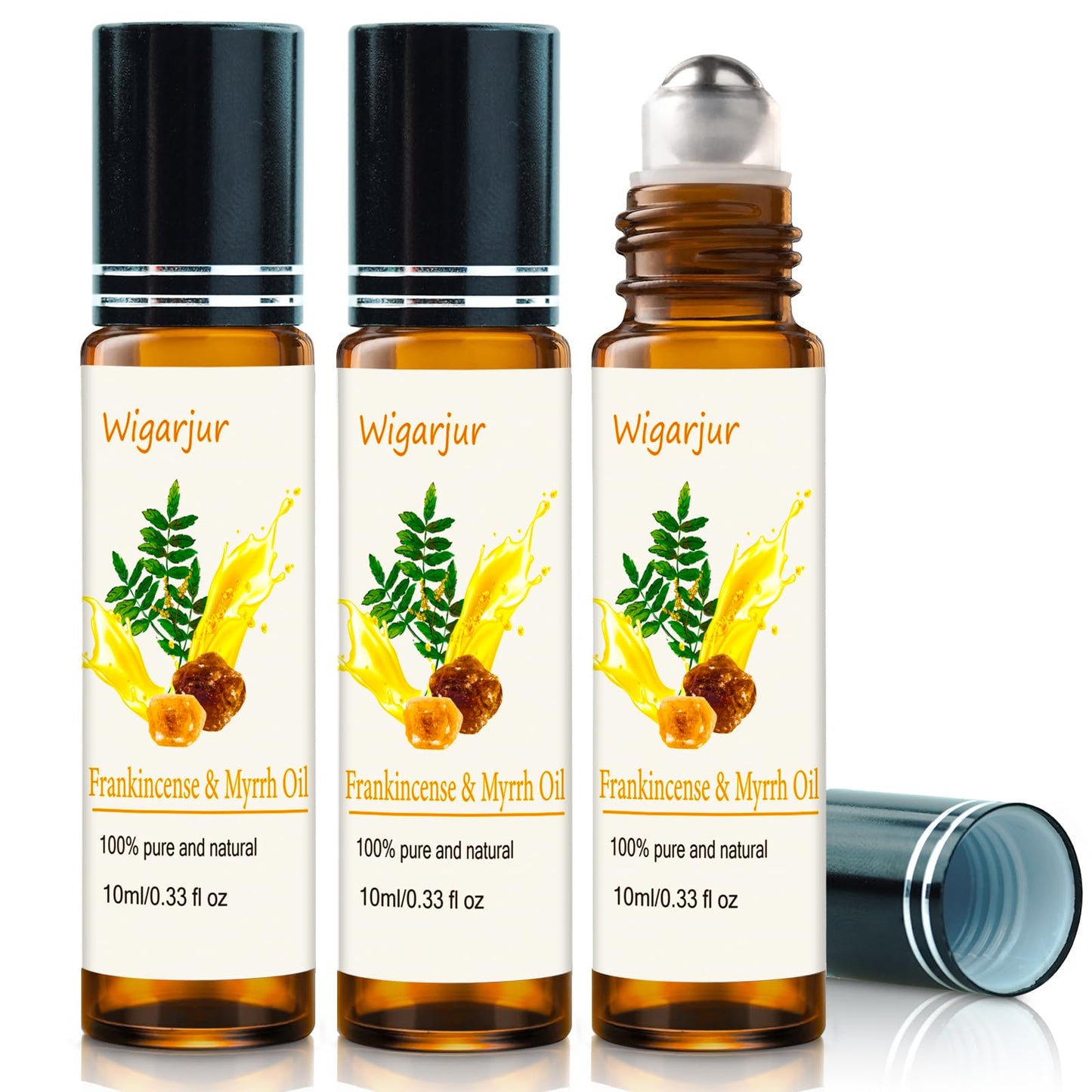 3 PCS Frankincense Essential Oil Blend Oils Roll On, Patchouli, Myrrh, Rosemary Essential Oils, Vitamin C Roller for HIPS, Hands, Shoulders and Legs Skin Care Soothing