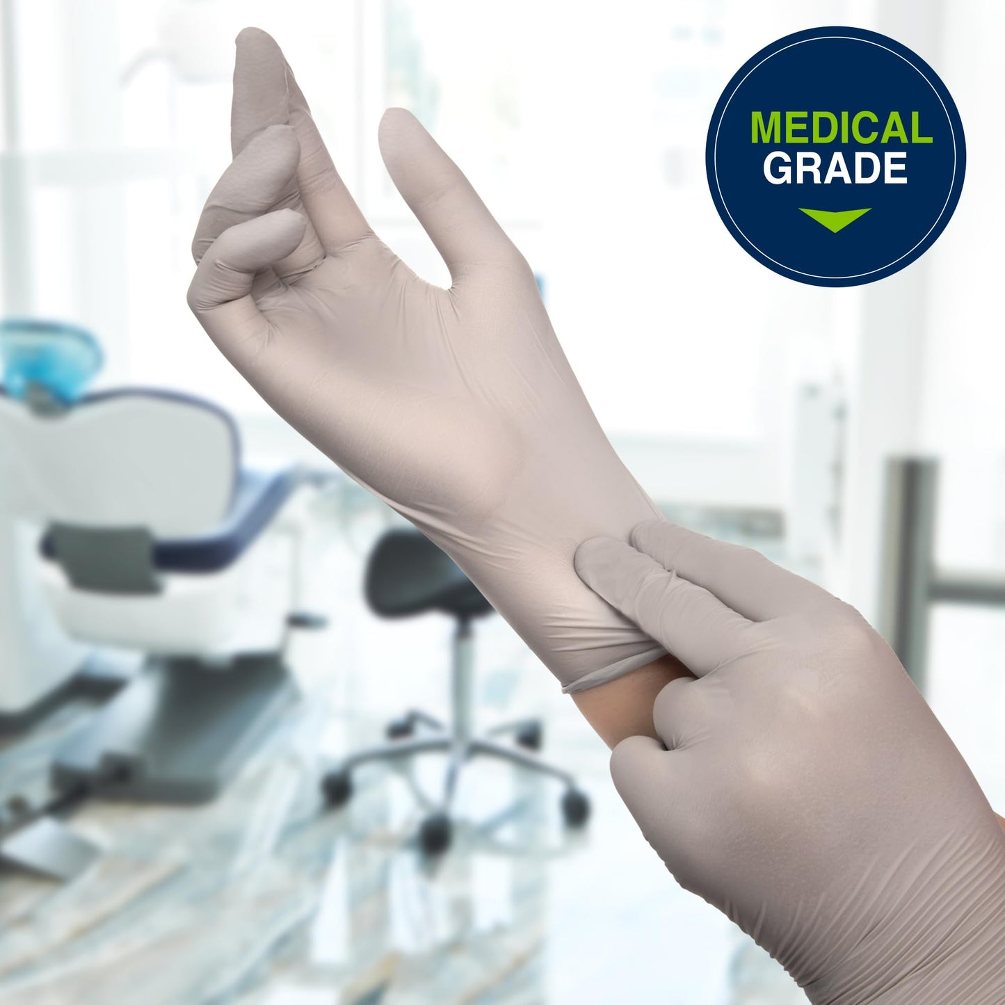 HALYARD Sterling SG Nitrile Powder Free Exam Gloves Disposable 3.7 mil, 9.5 Inches, Gray, Medium, 41659 (Box of 250)