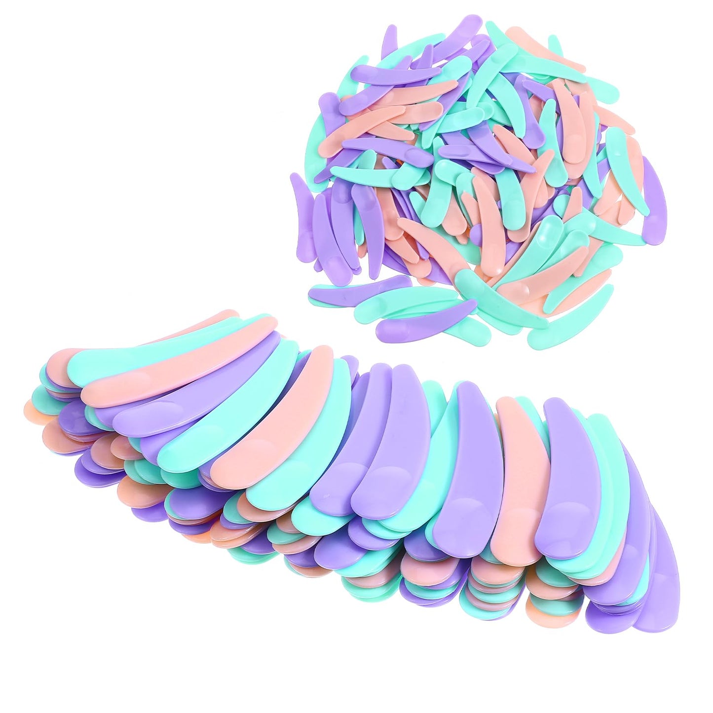 Ajcotahm 200 Pcs Mini Spatula for Cosmetics, Plastic Makeup Spatulas Mini Disposable Skincare Scoop Spatula for Cosmetics Facial Cream Mask Mixing and Sampling (Purple Pink Blue)