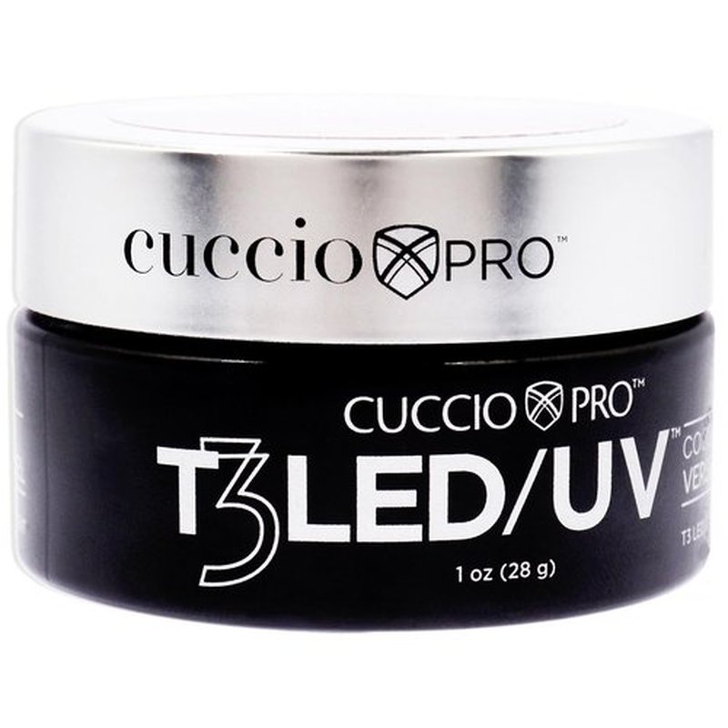 Cuccio Pro T3 LED/UV Cool Cure Versatility Gel - Self-Levelling - Incredibly Flexible - Strong Adhesion - High Shine Finish - Fast Application - Quick Cure - It's Pink - 1 Oz Nail Gel