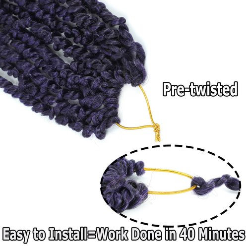 Purple Passion Twist Crochet Hair 14 Inch 8 Packs Black Purple Pre Twisted Passion Twist Crochet Hair Prelooped Purple Ombre Crochet Twists Hair for Black Women