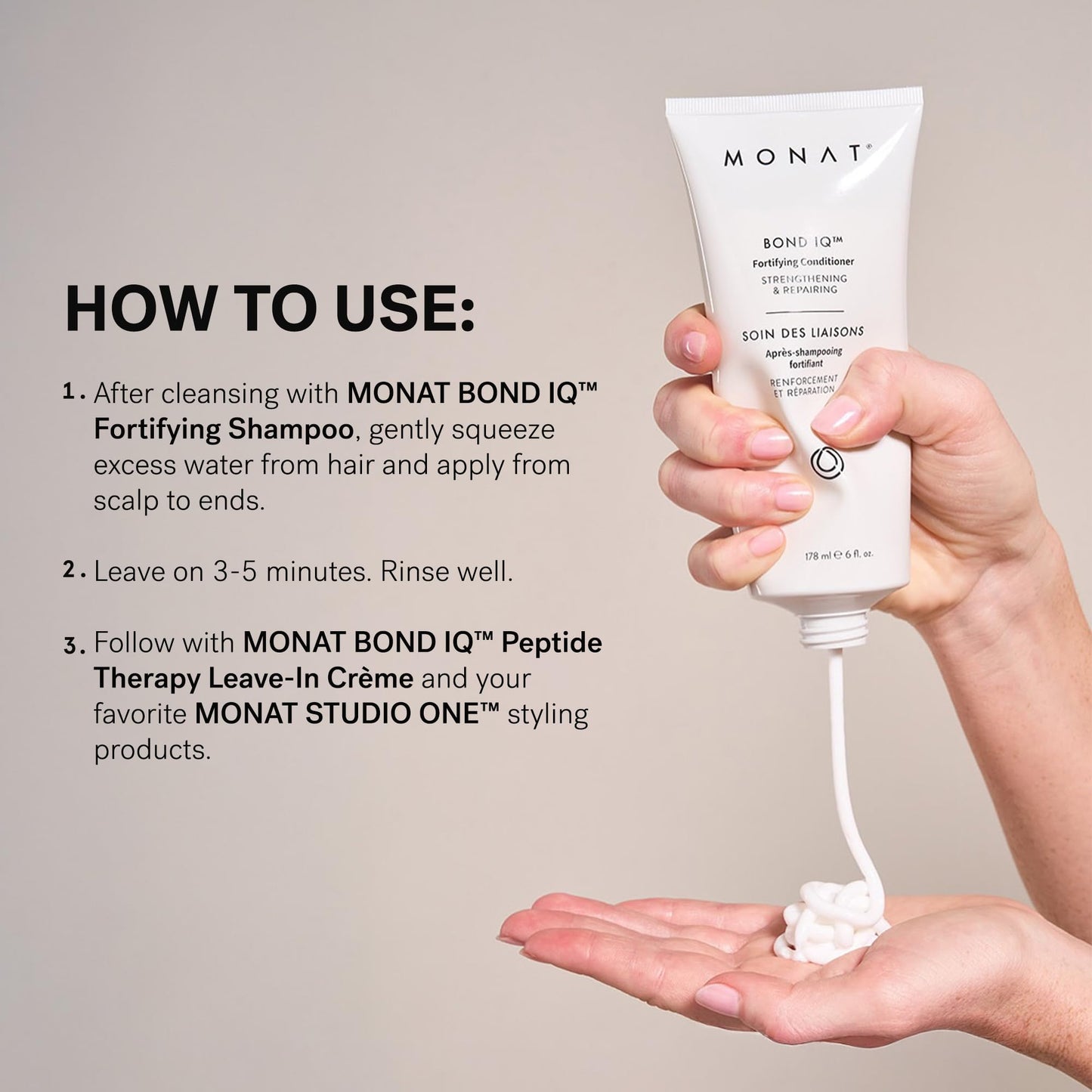MONAT BOND IQ™ Fortifying Conditioner – Strengthening & Repairing Formula for Softer, Smoother Hair - Restores Resilience, Reduces Breakage, Boosts Shine & Manageability – 178 ml / 6 fl oz