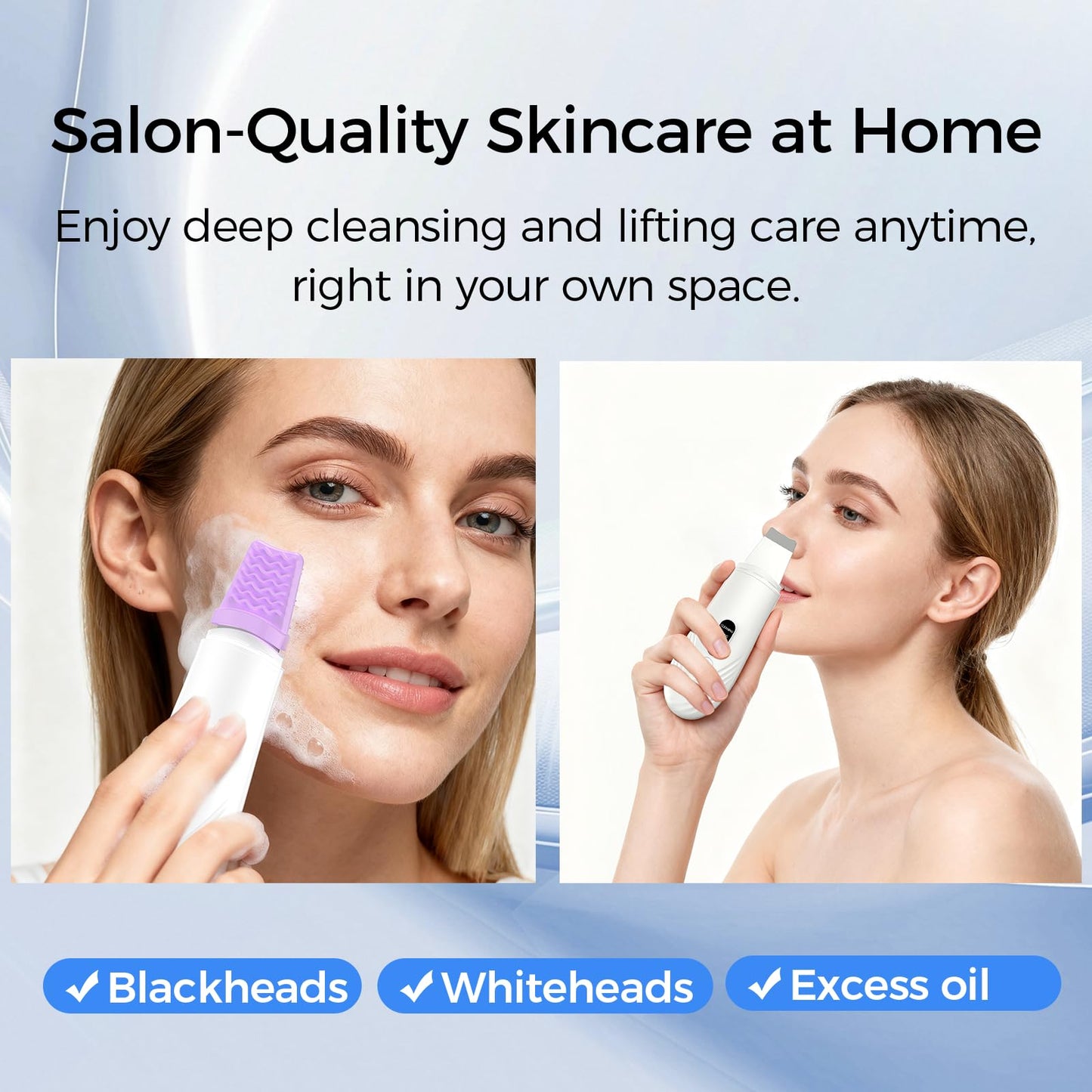 Skin Scrubber Face Spatula, Blackhead Remover Tool for Facial Deep Cleansing, Face Spatula Pore Cleaner with 4 Modes, Whitehead Remover, Blackhead Extractor, Face Scrubber (White)