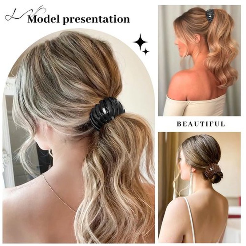 6Pcs Bird Nest Magic Hair Clips Hair Nest for Bun Strong Ponytail Holders for Women Girls (Glossy Transparent Jelly, Large)