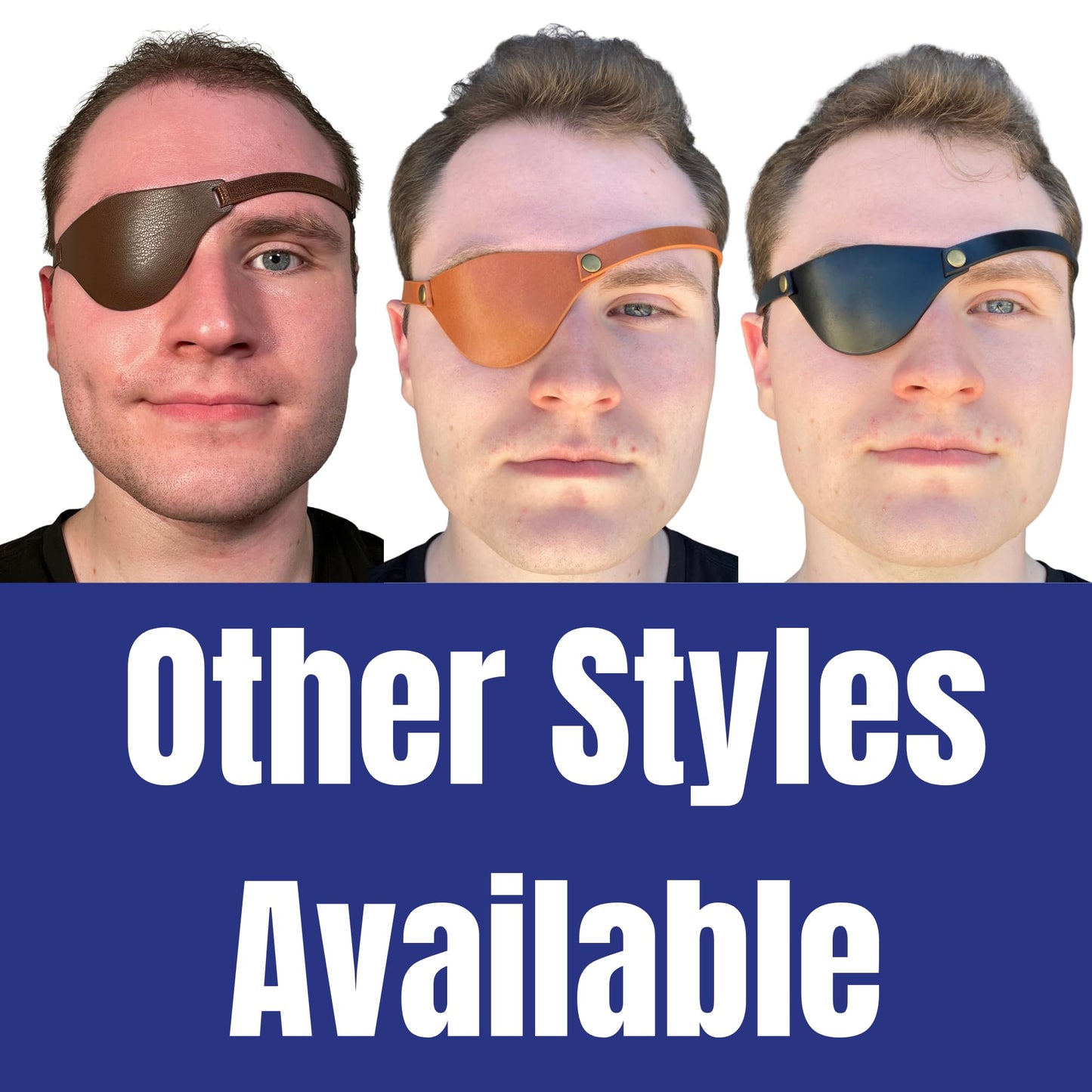 Black Leather Eye Patch for Men - Adjustable Medical, Left or Right Eye