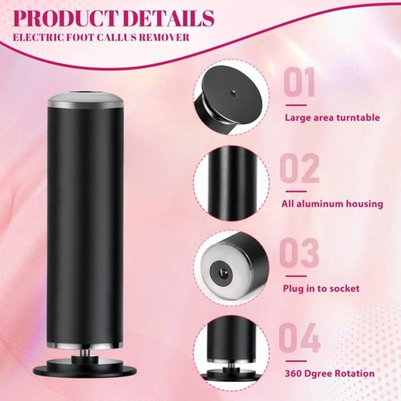 Ranrose Electric Callus Remover: Electric Foot File Callus Remover with 60 Sandpaper Pad Disks, Professional Electric Foot Filer for Foot Spa Pedicure, Adjustable Speed Controls(Black)