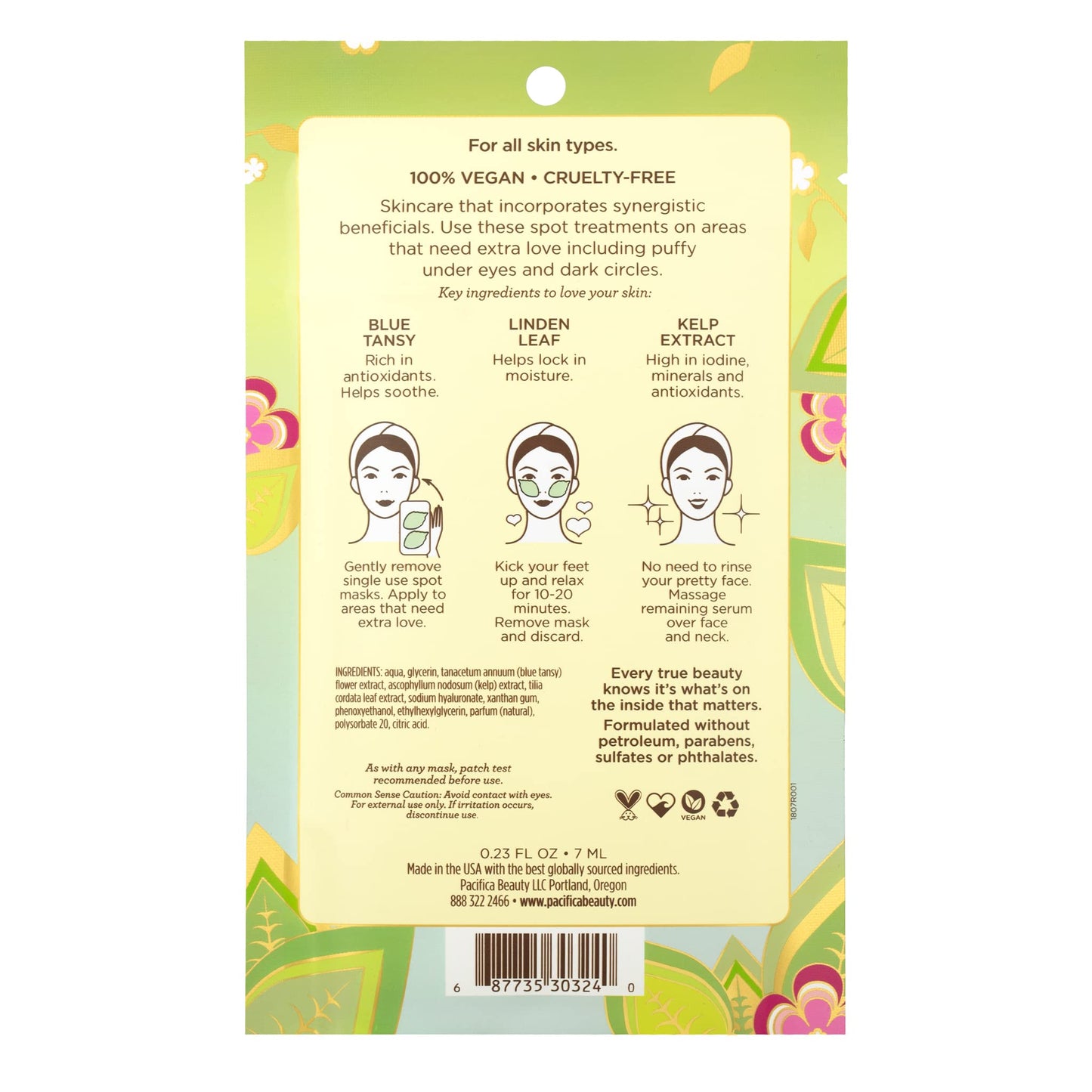 Pacifica Undereye Spot Serum Mask – Leave Pretty Anti-Puff Eye Patches with Vitamin C & Kelp, Hydrating Under-Eye Masks for Dark Circles & Puffiness (2 Pack), Vegan