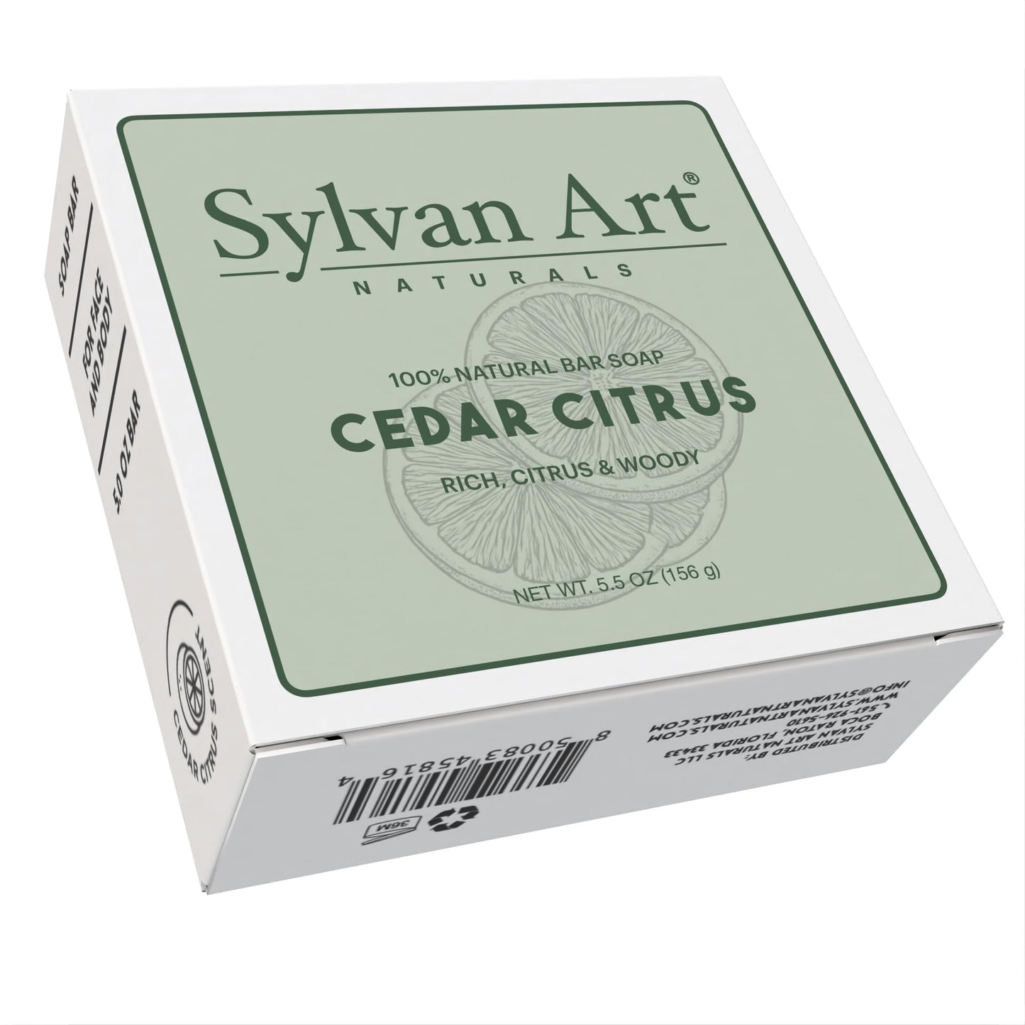 Sylvan Art Naturals Cedar Citrus Artisan Bar Soap | 5 oz Single Bar | Cold Process | Premium Botanical Soap