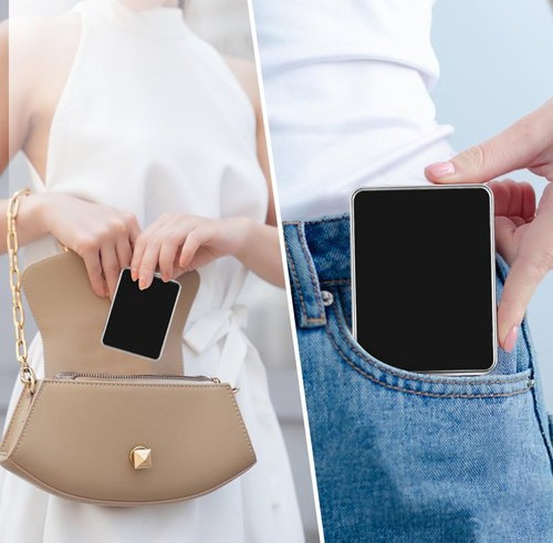 dcdcee Pocket Mirror, Small Travel Mirror with Magnification, Portable Double-Sided Magnifying Cosmetic Mirror for Daily (Black)