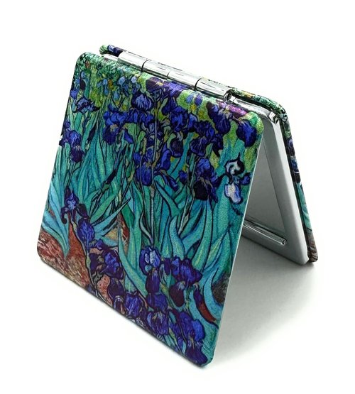 Aeisage Compact Mirror Square Irises Van Gogh Pocket Mirror for Women Small Travel Mirror Magnifying Floral Purse Mirror Compact Unique Gift for Womenn