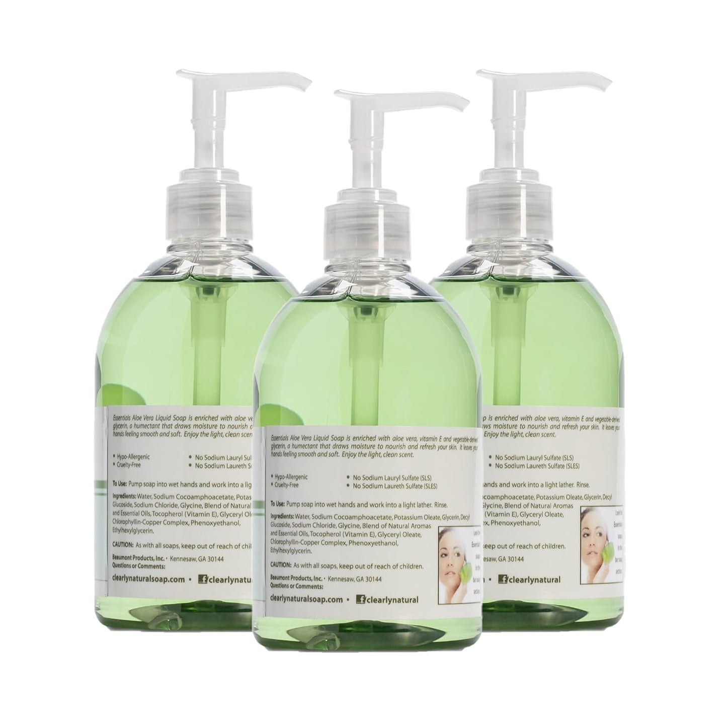 Glycerin Liquid Hand Soap with Aloe Vera - 12 oz, Pack of 3 | Moisturizing & Gentle