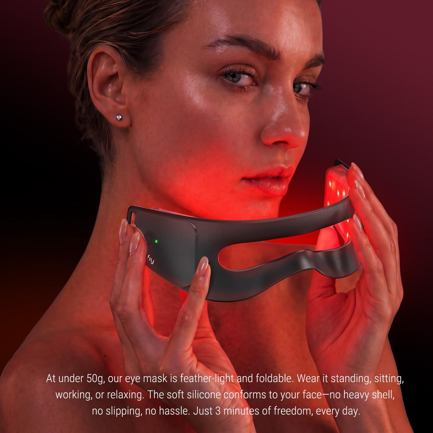 Amifiy Red Light Therapy Mask - Red Light Therapy for Eyes with 3-Minute, 4 Wavelengths, Targets Wrinkles, Fine Lines, Dark Circles & Eye Bags, Women Men for Home & Travel (Black)