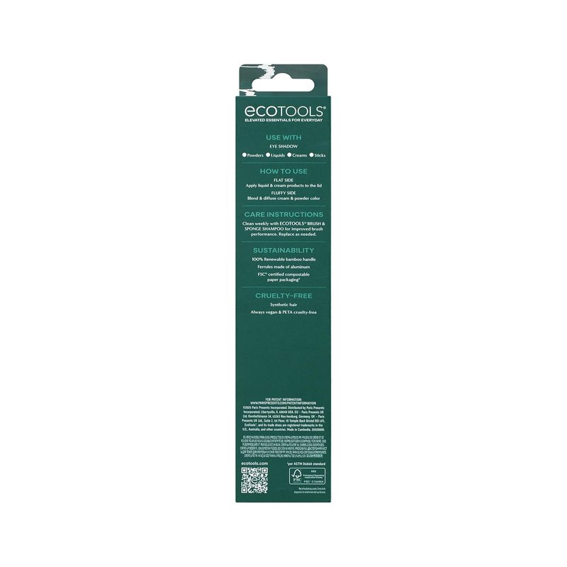 EcoTools Dual-Ended Eye Brush - Cream & Powder Eyeshadow Brush for Blending & Packing | Vegan & Cruelty-Free