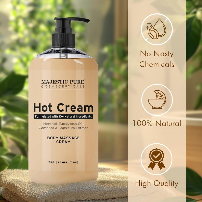 Majestic Pure Hot Cream - Anti-Cellulite Body Cream for Thighs & Butt | Moisturizing Sweat Cream | 9 Oz