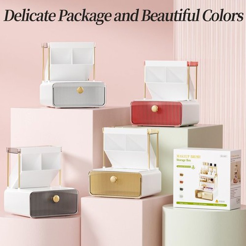 GPREESUS 2-Tier Makeup Organizers Countertop,Versatile Bathroom Counter Organizer,Cosmetic Make Up Organizers for Vanity,Cute Skincare Organizer (Blush)