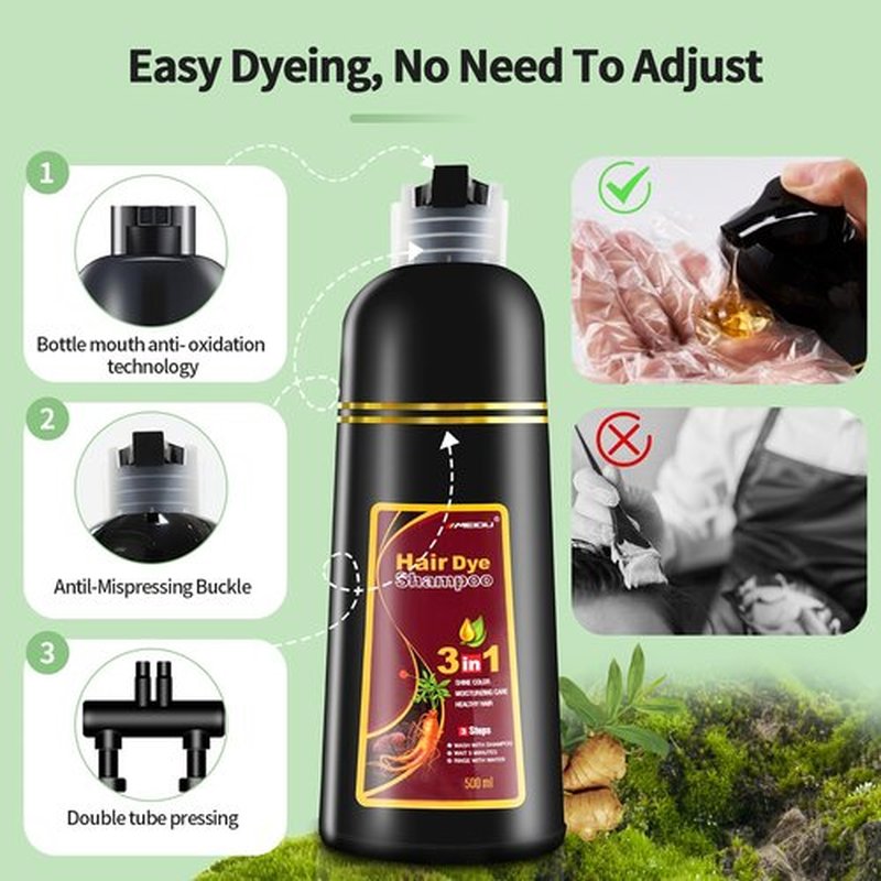 leorx Hair Dye shampoo, Chestnut Brown 3 In 1 Color Shampoo Instant Herbal Coloring Shampoo Refresh Hair For Women&Men - Tintes Para El Cabello Profesional
