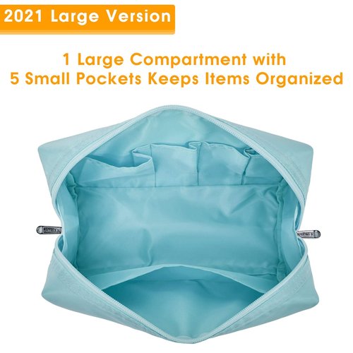 Large Makeup Bag Zipper Pouch Travel Cosmetic Organizer for Women (Large, Sky Blue)