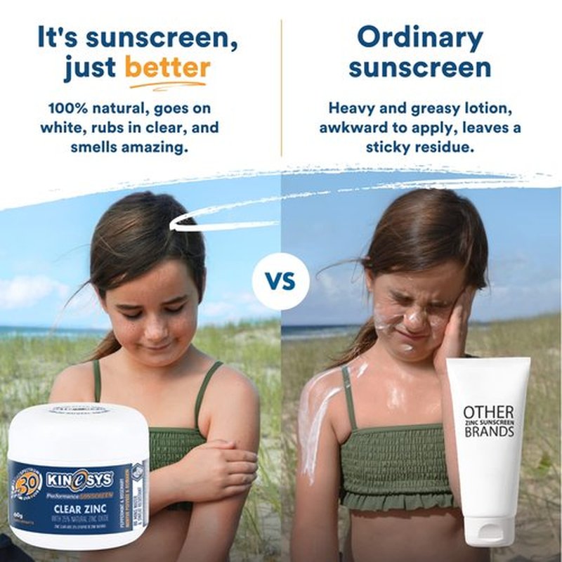 KINeSYS Reef Safe Natural Mineral Zinc Oxide Sunscreen, Rubs in Clear, SPF 30, Broad Spectrum UVA/UVB protection for Face and Body; Alcohol, PABA & Oxybenzone FREE, Peppermint & Rosemary Scent, 60 G