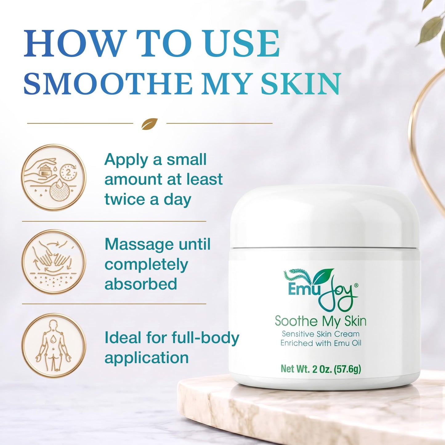Emu Joy Soothe My Skin Cream - Emu Oil Sensitive & Dry Skin cream - 2 oz