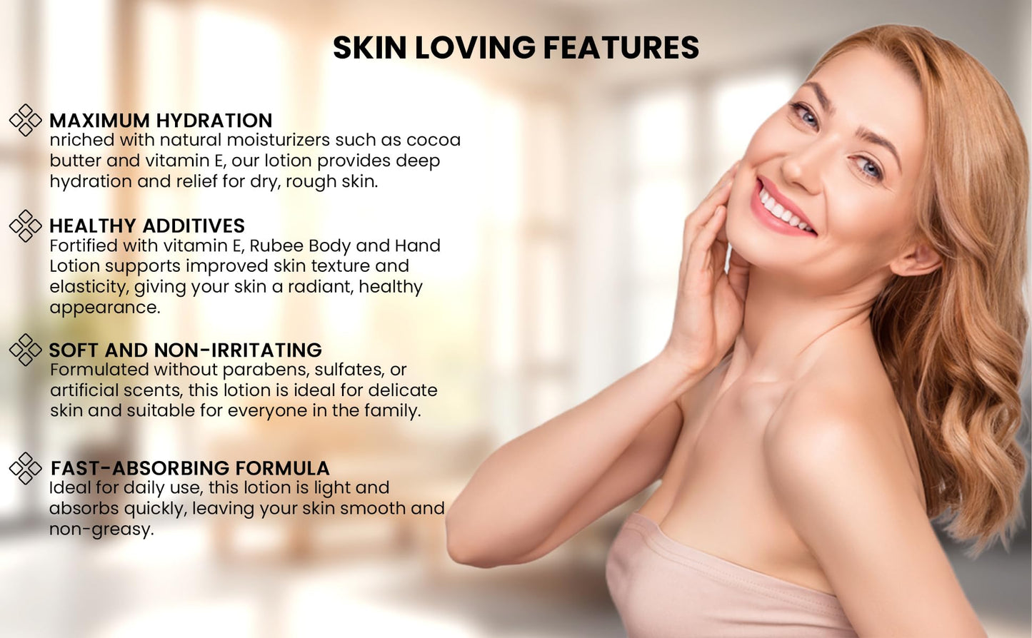 Rinju Body & Hand Lotion - Pack of 3 Non-Greasy Lotion for Women & Men - 16oz - Rubee Cacao Butter Lotion for Extremely Dry Skin - Vitamin E Moisturizer, Shea Butter - Soothes & Softens Skin