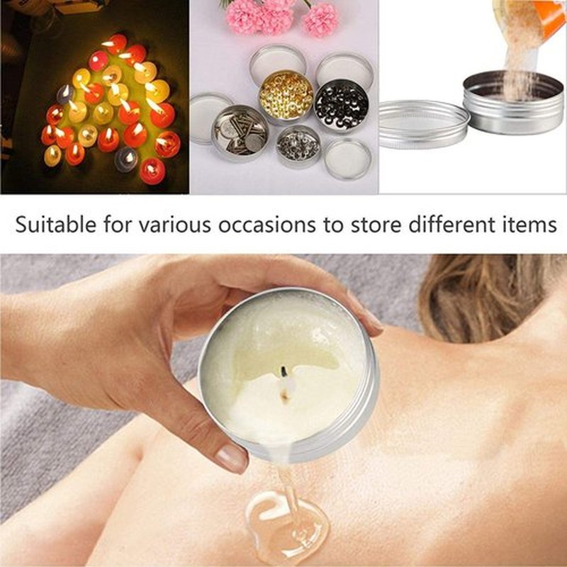 Goiio 20 Pcs 2 Ounce Aluminum Tin Jar, 60 ML Refillable Tin Container, with Screw Lid, for Storing Spices, Candies, Candles, Silver