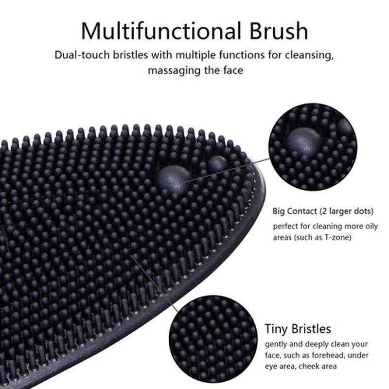 4 Pack Silicone Face Scrubber, Beomeen Facial Cleansing Brush Soft Silicone Facial Exfoliation and Massage Brush Blackhead Scrubber for Men and Women (Black+ Blue)