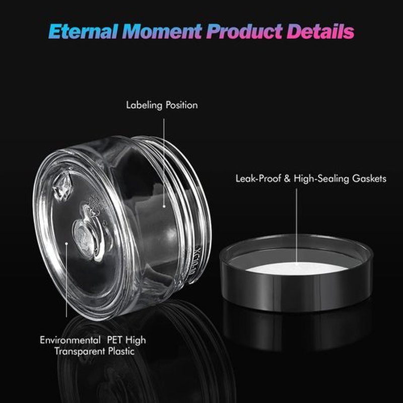 36 Pack 1 OZ Plastic Jars Round Clear Cosmetic Container Jars with Lids, Eternal Moment Plastic Slime Jars for Lotion, Cream, Ointments, Makeup, Eye shadow, Rhinestone, Samples, Pot, Travel Storage