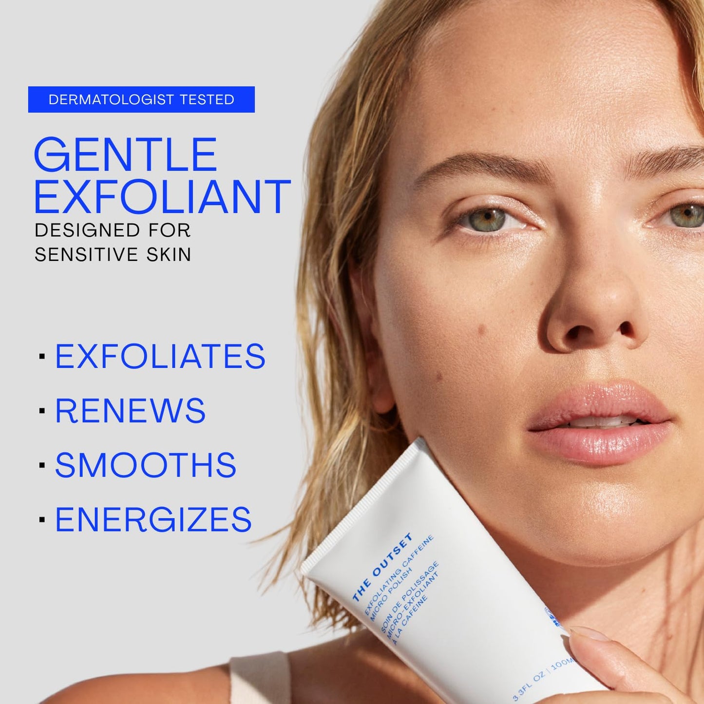 The Outset Exfoliating Caffeine Micro Polish, Brightening, Smoothing & Awakening Physical Face Scrub, Gentle, Fragrance-Free, Clean, Vegan & Gluten-Free Daily Skincare - 3.3 fl oz