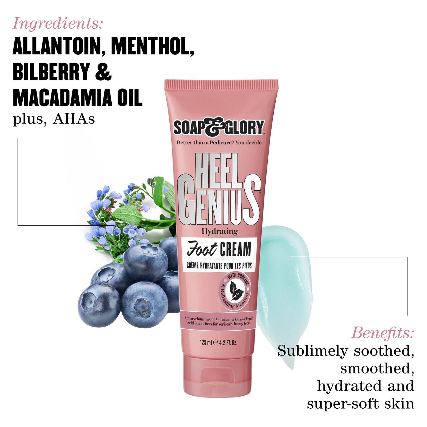 Soap & Glory Moisturizing Foot Cream for Dry, Cracked Feet & Heels - AHA Foot Exfoliator for Dry, Rough Heels - Hydrating Heel Cream for Overnight Repair (4.2 oz)