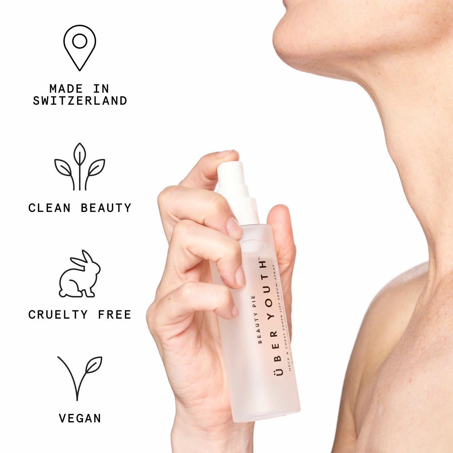 Beauty Pie Über Youth Neck & Chest Tightening Serum Spray | Chest & Neck Firming | Anti Aging Serum | Chest & Neck Tightening And Lifting | Tighten & Lift Skin | Hydrating Elasticity Boost | 3.2fl oz