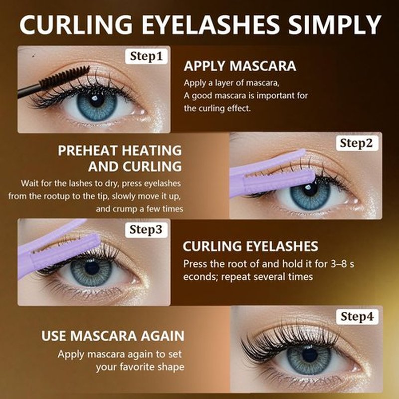 Heated Eyelash Curler - Fast Heat up in 8s - 3 Heat Modes with USB Rechargeable - Electric Eyelash Curler - 24 Hours Long Lasting (Purple)