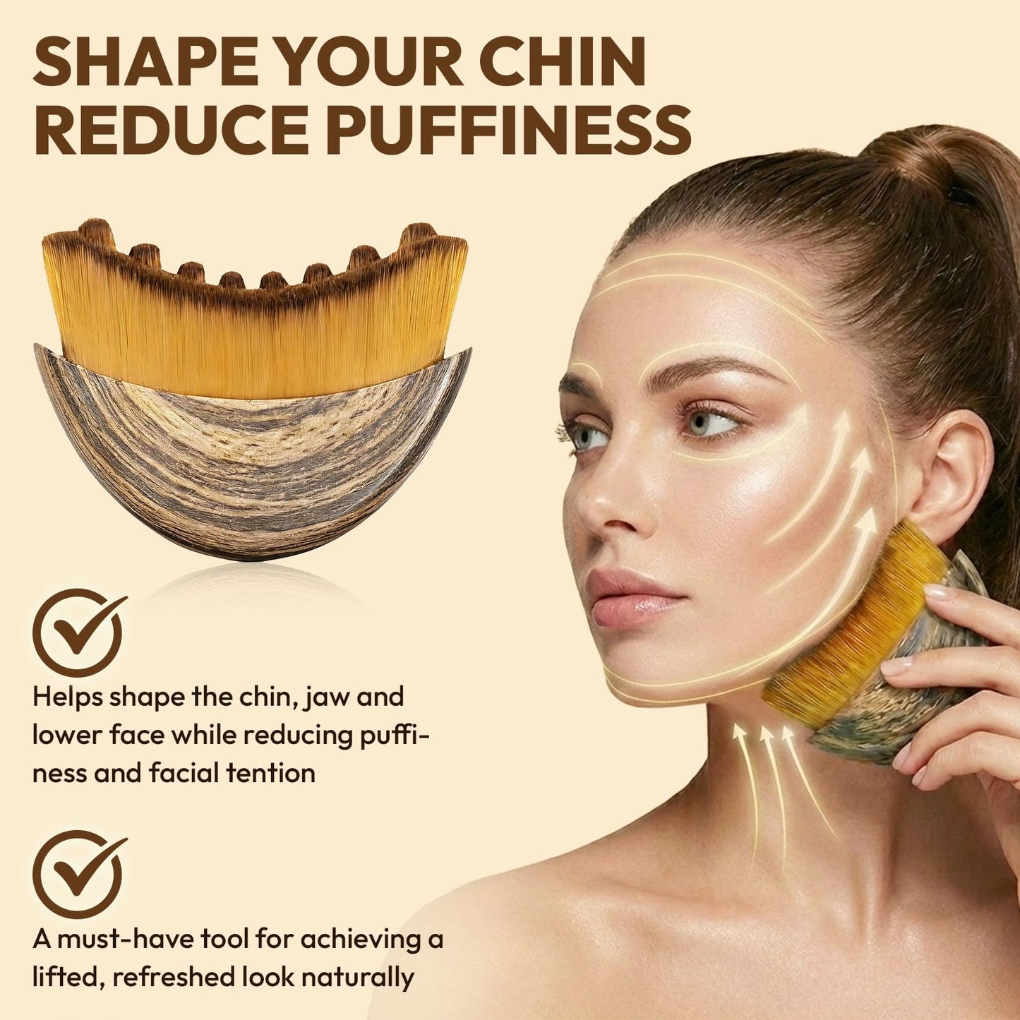Lymphatic Contour Face Brush, Soft Contour Face Brush for Lymphatic Drainage, Chin & Jawline Sculpting, Dry Lymphatic Drainage Massager, Ergonomic Skin Fit Design to Reduce Puffiness, Relieve Fatigue