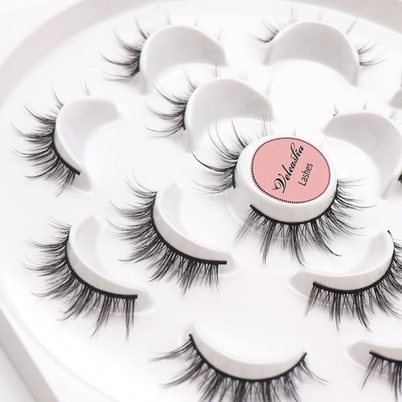Veleasha Lashes 5D Faux Mink Lashes False Eyelashes Handmade Manga Lashes Spike Lashes Eye Lashes Wispy Fluffy Fake Lashes Luxurious Eyelashes Natural Look Volume Fake Eyelashes 7 Pairs Pack (6D75)