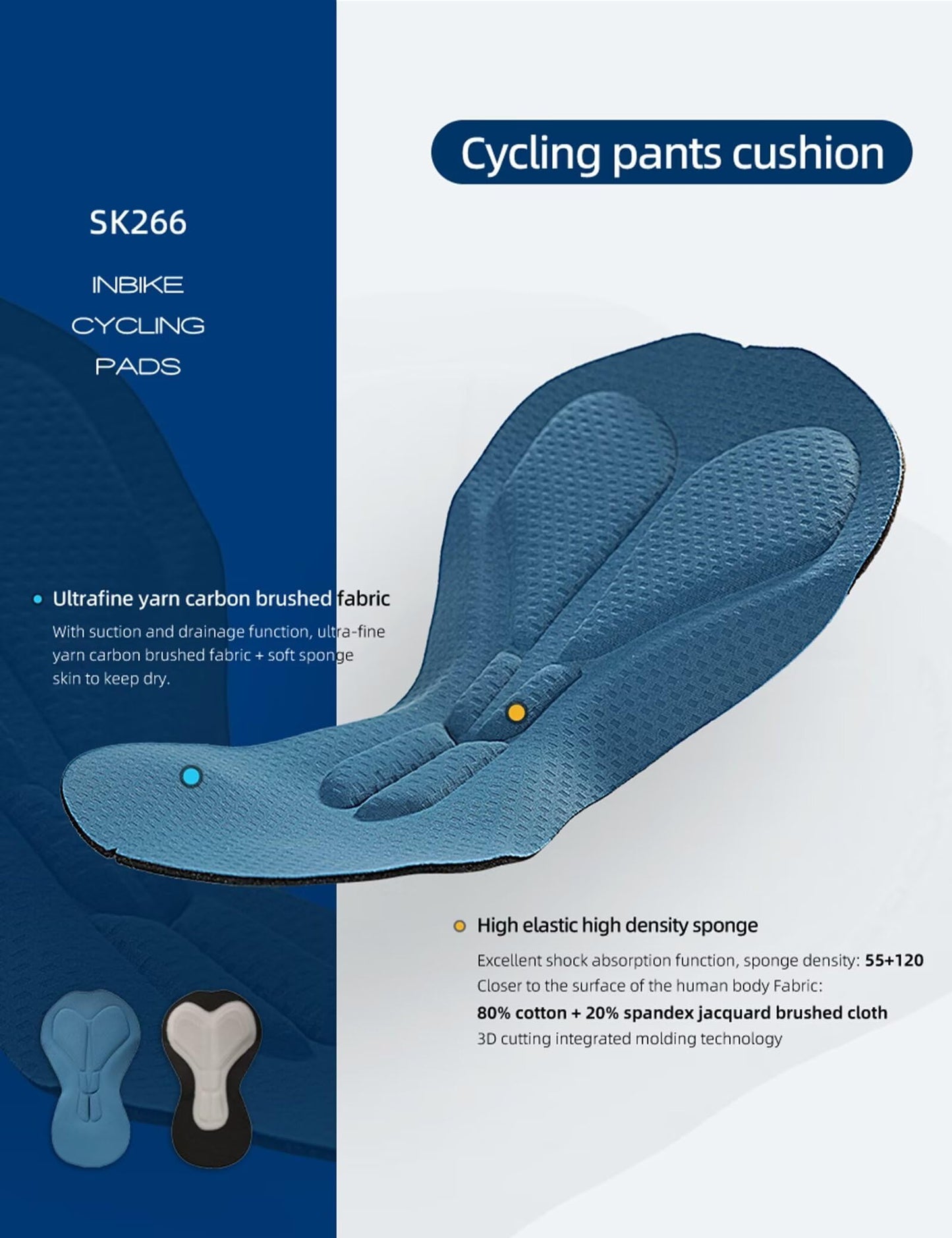 INBIKE Women's Cycling Bib Shorts with 3D High Density Sponge Padded Long Cycling Breathable Bib Shorts Blue