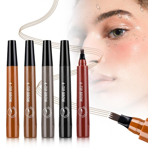 2025 New Magic Eyebrow Pencil, 4 Tipped Precise Brow Pen 3D Waterproof Microblading Eyebrow Pencil Contouring Pen Fine Stroke Microblading Eyebrow Pencil Creates Natural (5 PCS)