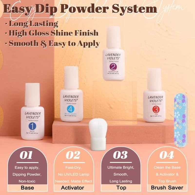 Lavender Violets 22Pcs Dip Powder Nail Kit Starter - 16 Dip Powder Fall Winter Colors Red Brown Gold Green Dipping Powder Set with Dip Powder Liquid Set for Women Gifts M967