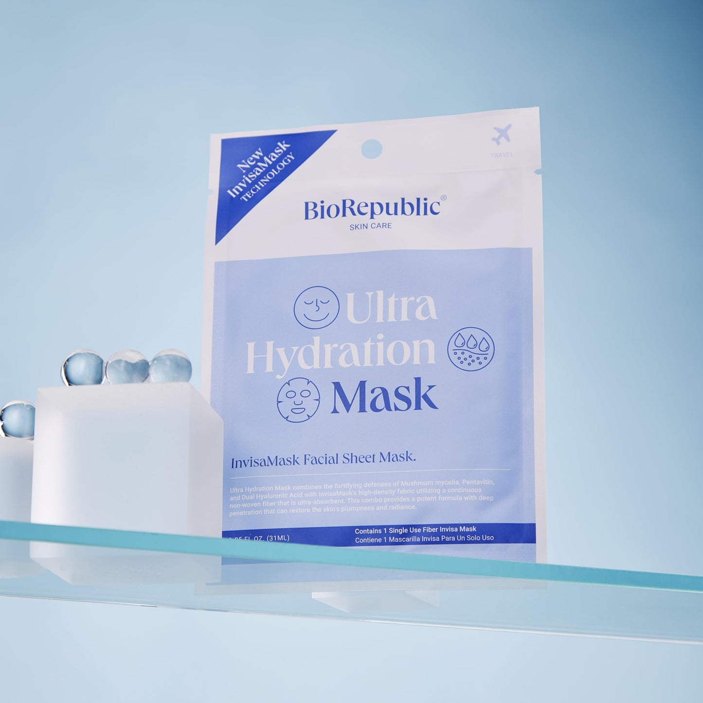 BioRepublic Ultra Hydration InvisaMask Sheet Masks – Plumping Face Mask with B5, Pentavitin & Dual Hyaluronic Acid for Dehydrated, Dull Skin (Pack of 6)