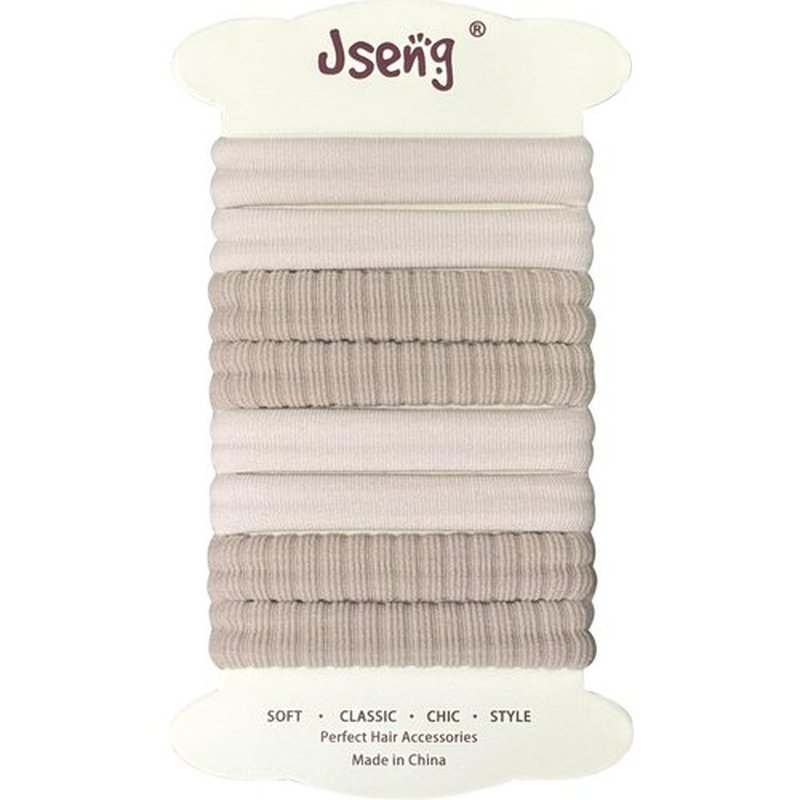 Jseng 8Packs Seamless Hair Ties for Women - No Damage Elastic Ponytail Holders Hair Accessories for Thick Curly Hair - Soft Beige