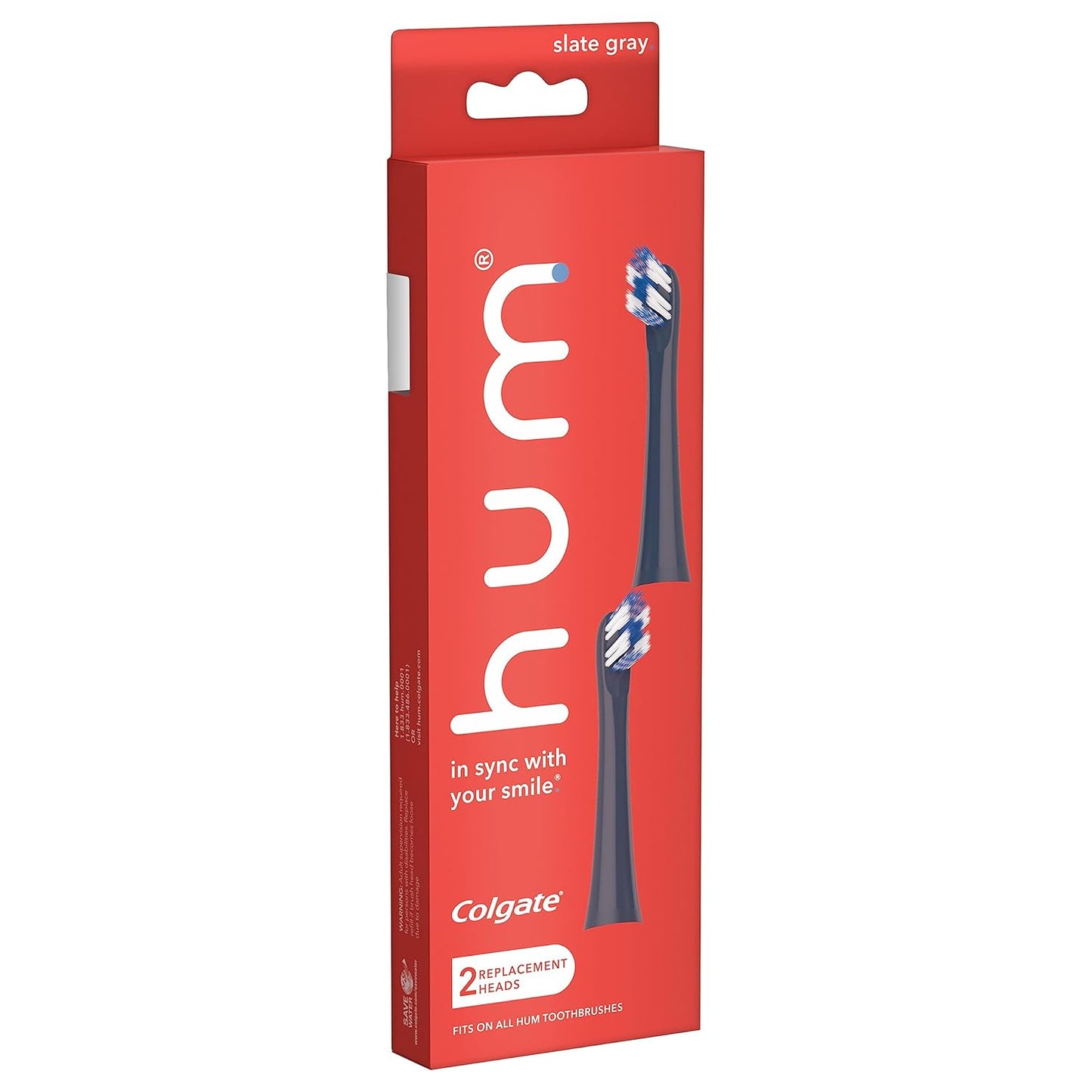 Colgate Hum Connected Smart Battery Toothbrush Refill Head, Blue, 2 Pack