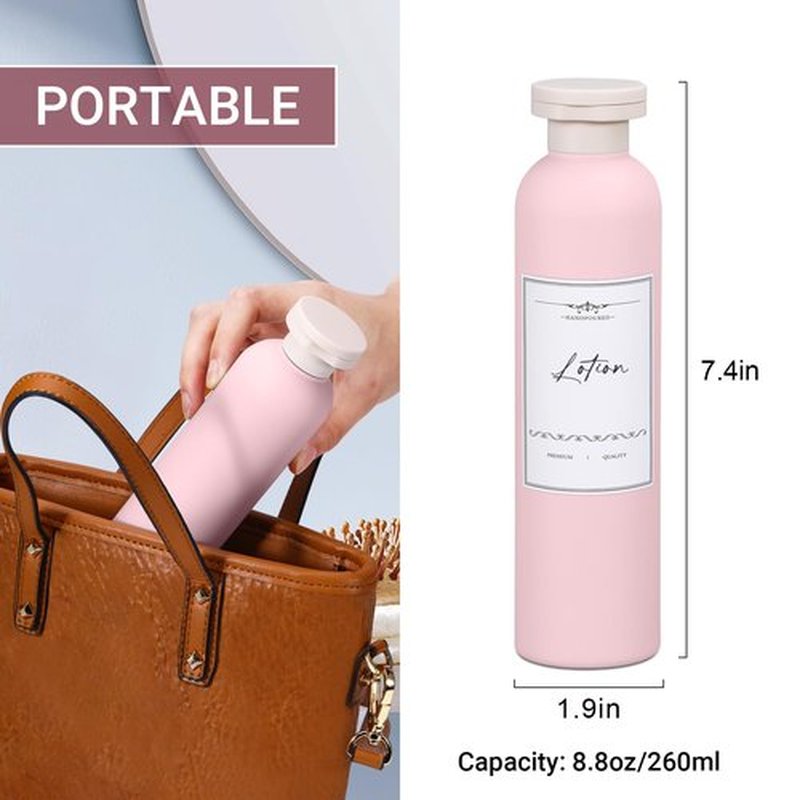 UMETASS 8.8oz Travel Bottles for Toiletries, Empty Plastic Squeeze Bottles with Flip Cap, Lotion Container for Toiletries (3 pack, pink)