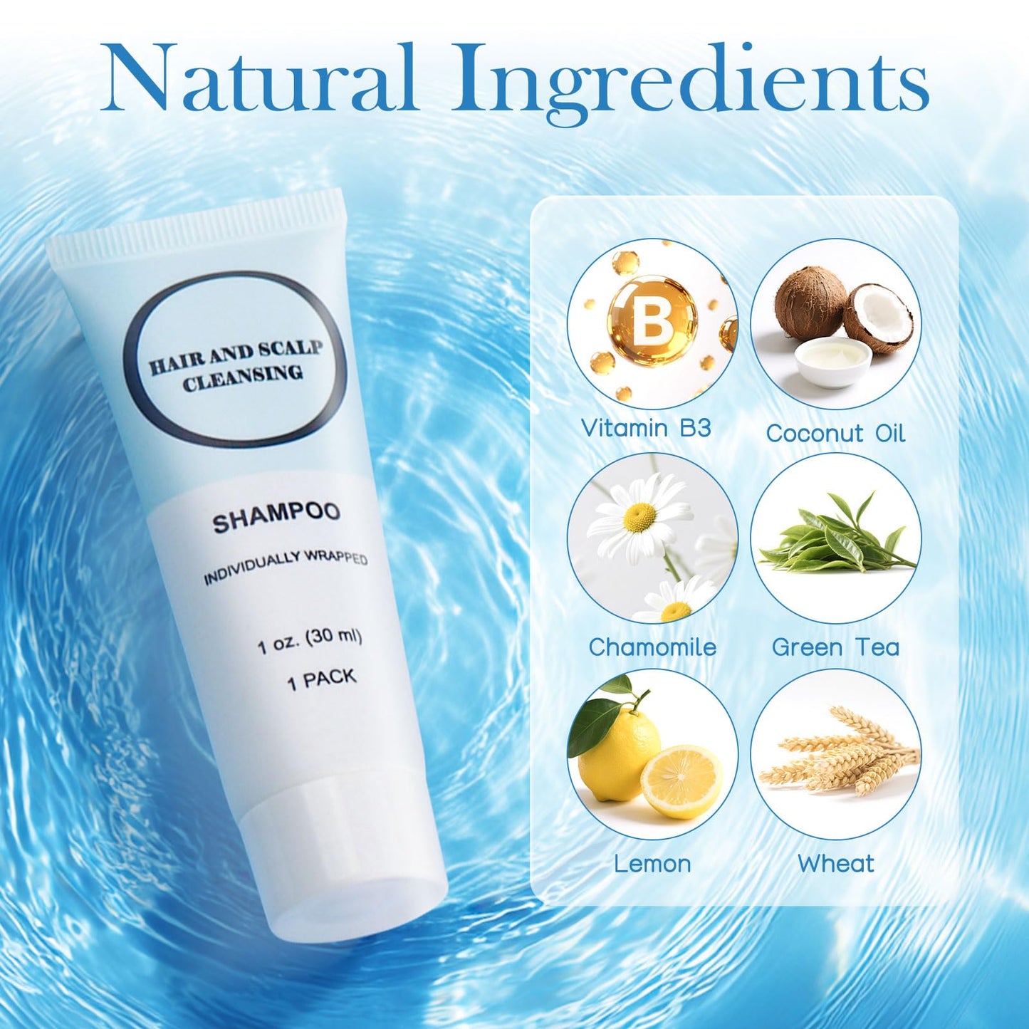 Travel Size Shampoo, Individually Wrapped Bulk 1 oz/30 ml Mini Shampoo Gel Set Trial Sample Small Single Use Toiletries Amenities Kit for Men & Women for Hotel/Camping/Vacation/Homeless (30 Pack)