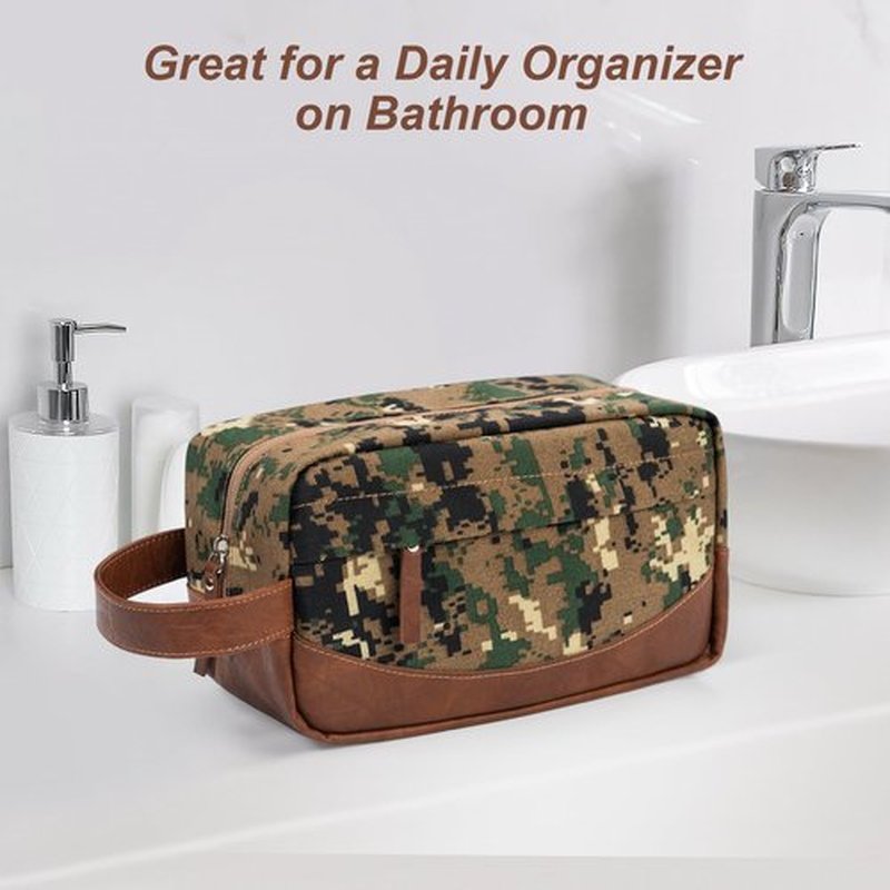 Ezday Travel Toiletry Bag for Men, Hanging Toiletry Organizer, Water Resistant Shaving Kit with Large Capacity for Travel Accessories (Camo-Green)
