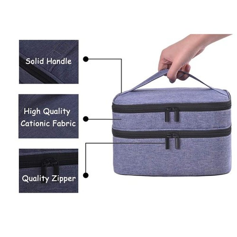 LYFFXYH Nail Polish Carrying Case -Holds 30 bottles(15ml-0.5fl.oz)，Nail Polish Bag organizer, Double-layer Storage Bag for Nail Polish and Manicure Set, Cosmetic Travel Cases(Blue-Purple)