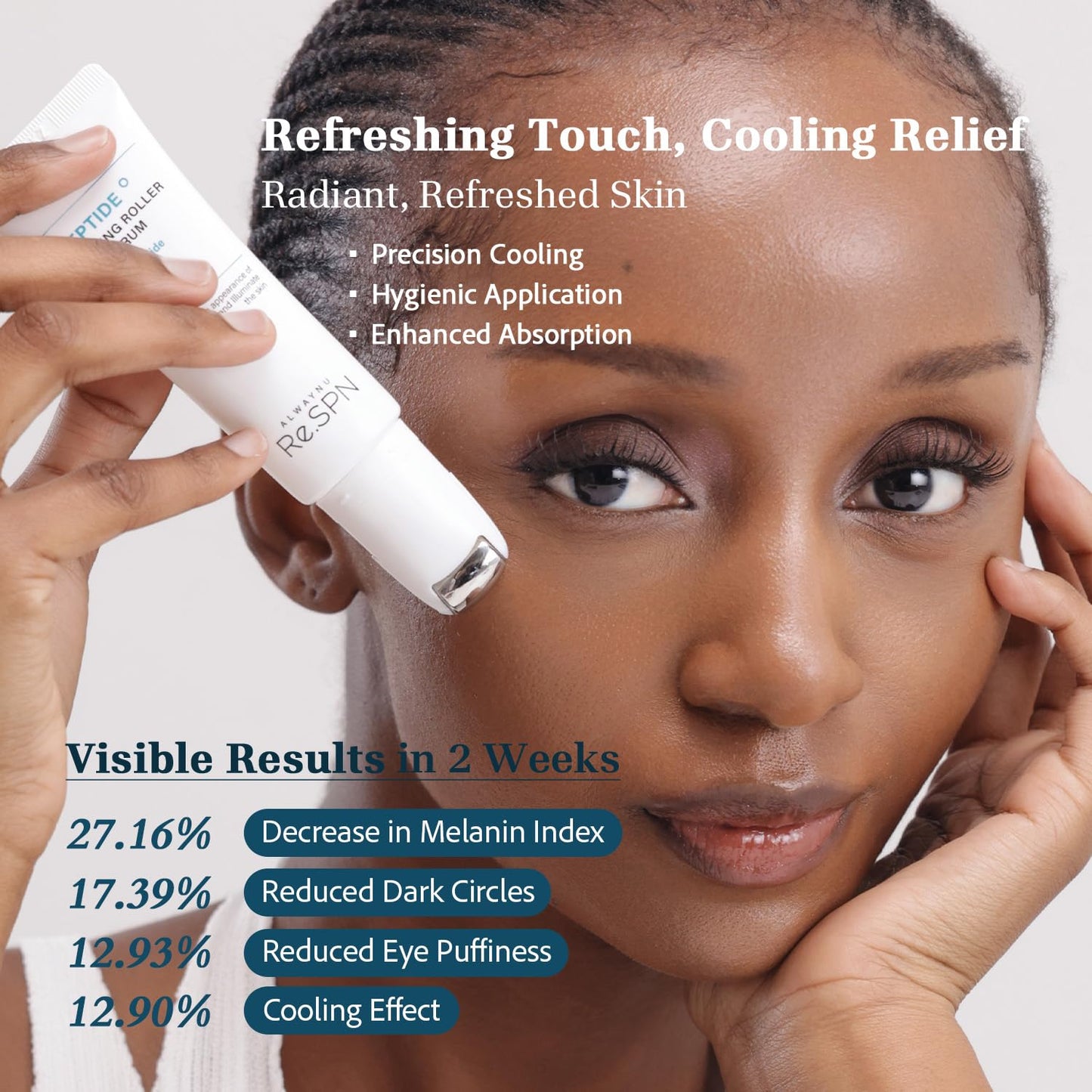 Re.SPN Peptide Firming Roller Eye Serum–Hydrating Eye Care for Puffy Eyes & Dark Circles with Caffeine & Niacinamide,Cooling Gua Sha Metal Applicator,Under Eye Brightener, Vegan K-Beauty(0.67 fl oz)