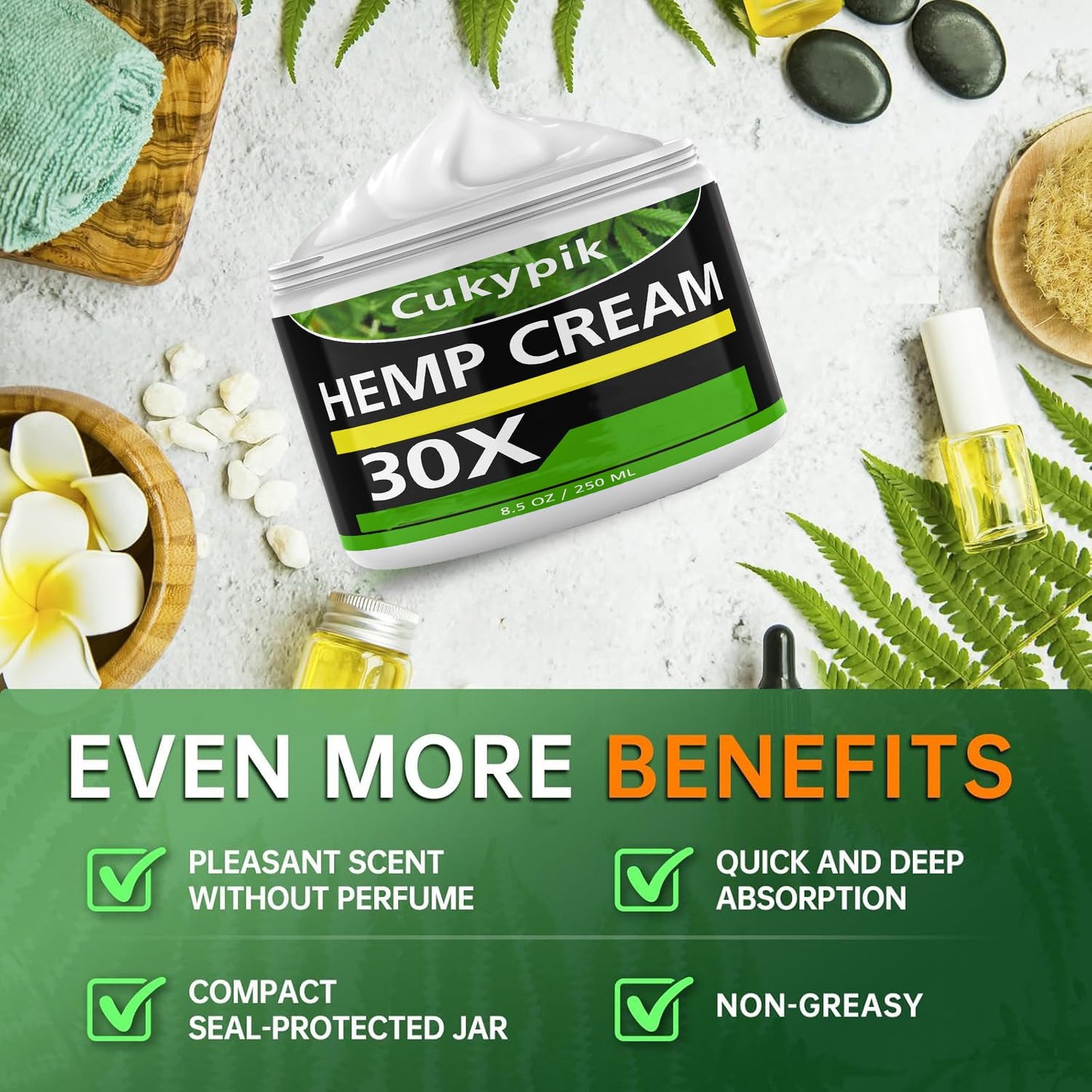 JUYIHEAL Hemp Cream 8.5oz, Natural Soothing Topical Cream, with Arnica,MSM, Turmeric, Menthol, Aloe