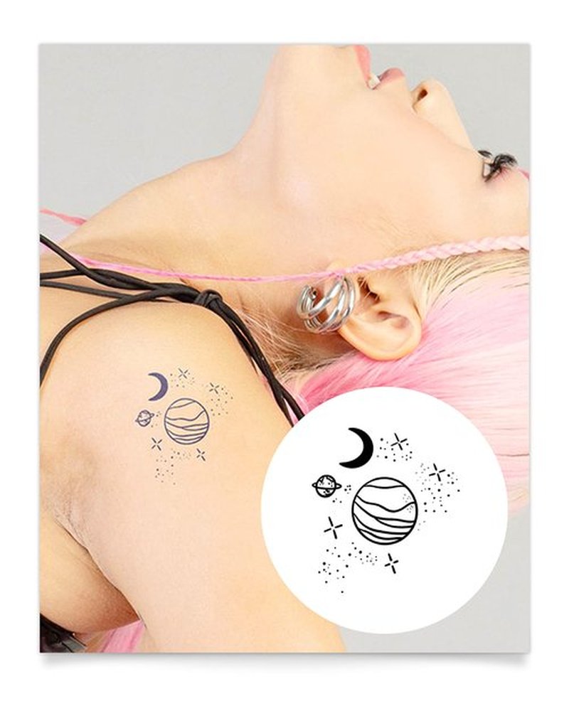 Inkbox Temporary Tattoos, Semi-Permanent Tattoo, One Premium Easy Long Lasting, Water-Resistant Temp Tattoo with For Now Ink - Lasts 1-2 Weeks, Intergalactic, 3 x 3 in